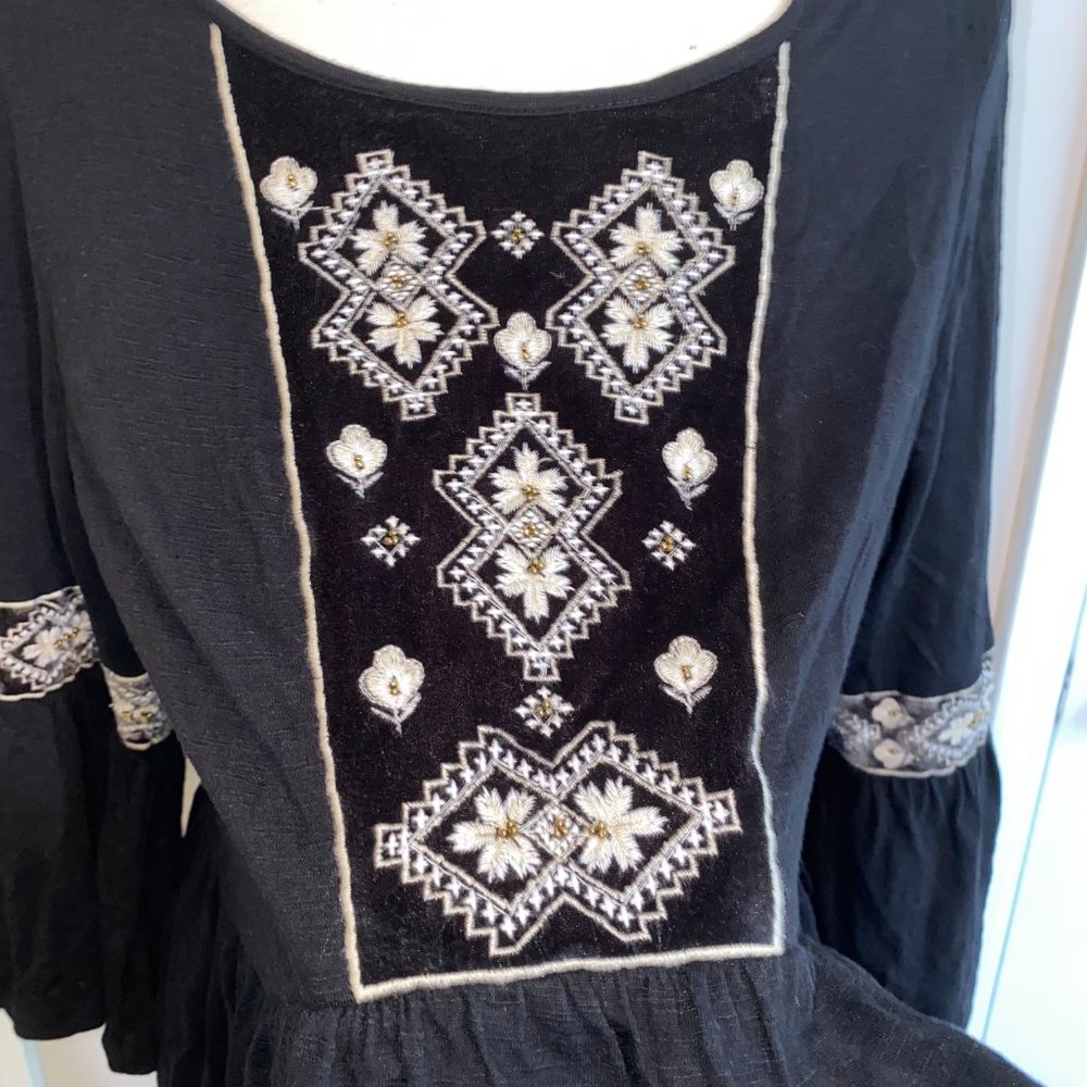 BOHO top New Directions Curvy velvet beaded skirted 0X EUC - Picture 2 of 5
